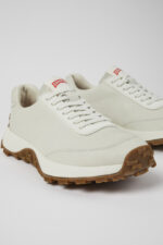 Drift Trail White Non-Dyed Leather Sneakers for Men.
