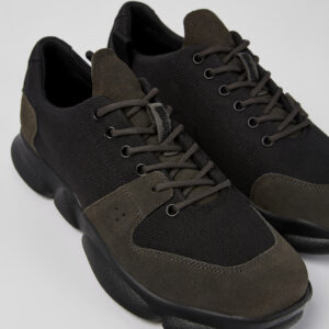 Karst Black leather and recycled PET sneakers for men
