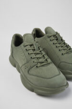 Karst Green leather and recycled PET sneakers for men