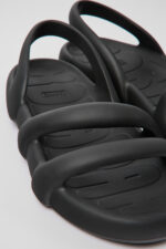 Kobarah Flat Black Synthetic Sandals for Men.
