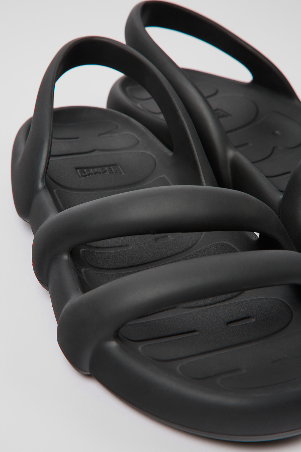 Kobarah Flat Black Synthetic Sandals for Men.