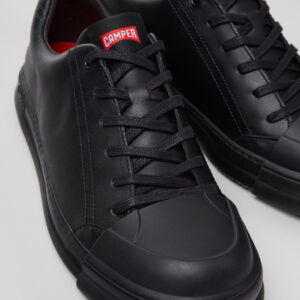 Junction Runner Black Leather Sneakers for Men.