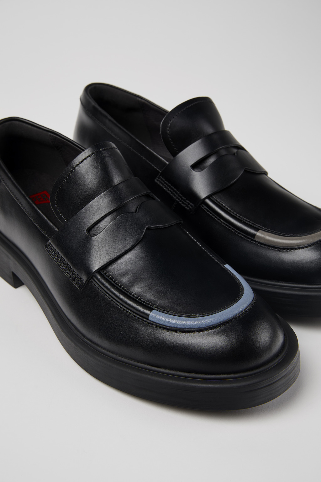 Twins Black leather shoes for men