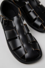Don Black Leather Sandals for Men.