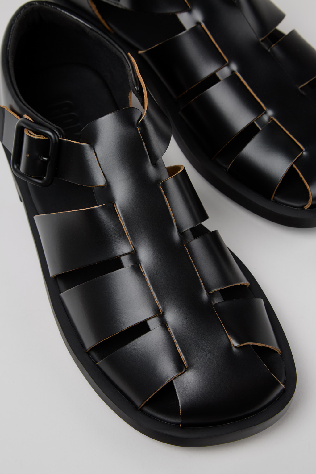 Don Black Leather Sandals for Men.