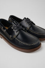 Don Blue Leather Moccasin Shoes for Men.