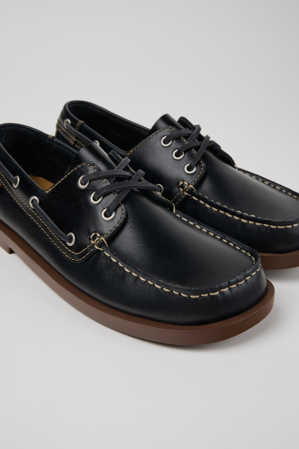 Don Blue Leather Moccasin Shoes for Men.