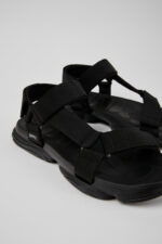 Karst Sandal Black Textile Sandals for Men.