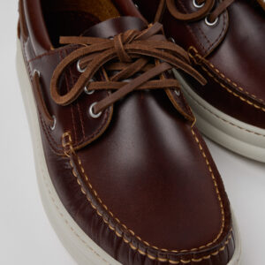 Runner Brown Leather Moccasins/Nautical Shoes for Men.