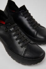 Peu Serra Black Regenerative Leather and Textile Shoes for Men.
