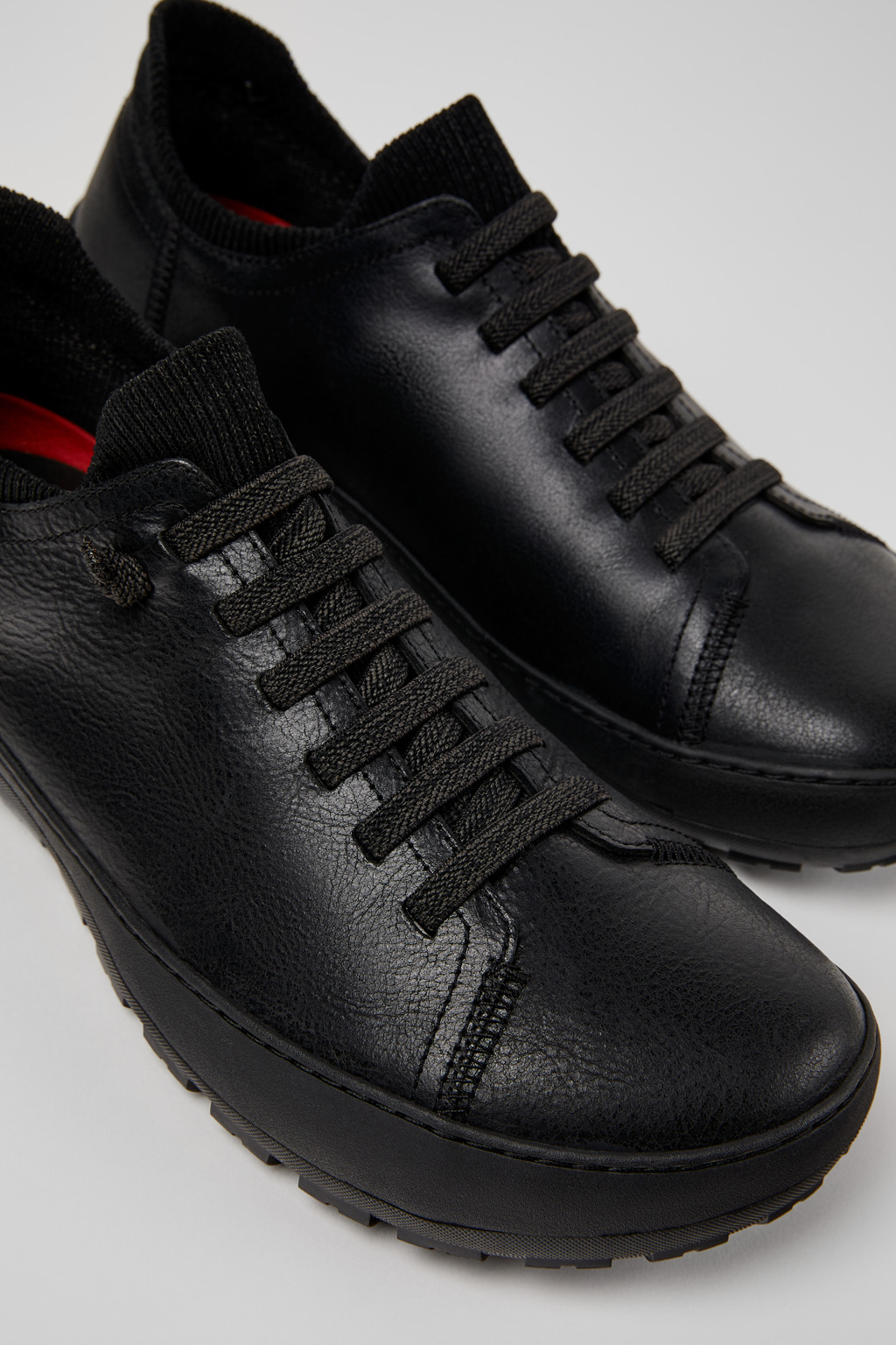 Peu Serra Black Regenerative Leather and Textile Shoes for Men.