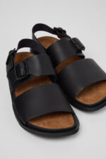 Lluc Sandal Black Leather Sandals for Men.