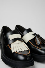 Twins Black and White Leather Nautical Shoes for Men.