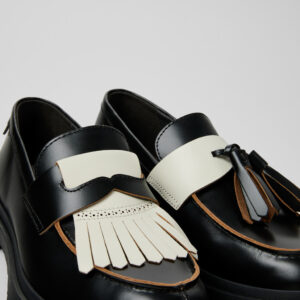 Twins Black and White Leather Nautical Shoes for Men.