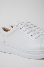 Runner Up White Leather Sneakers for Women.
