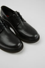 Neuman Black leather lace-up shoes for women