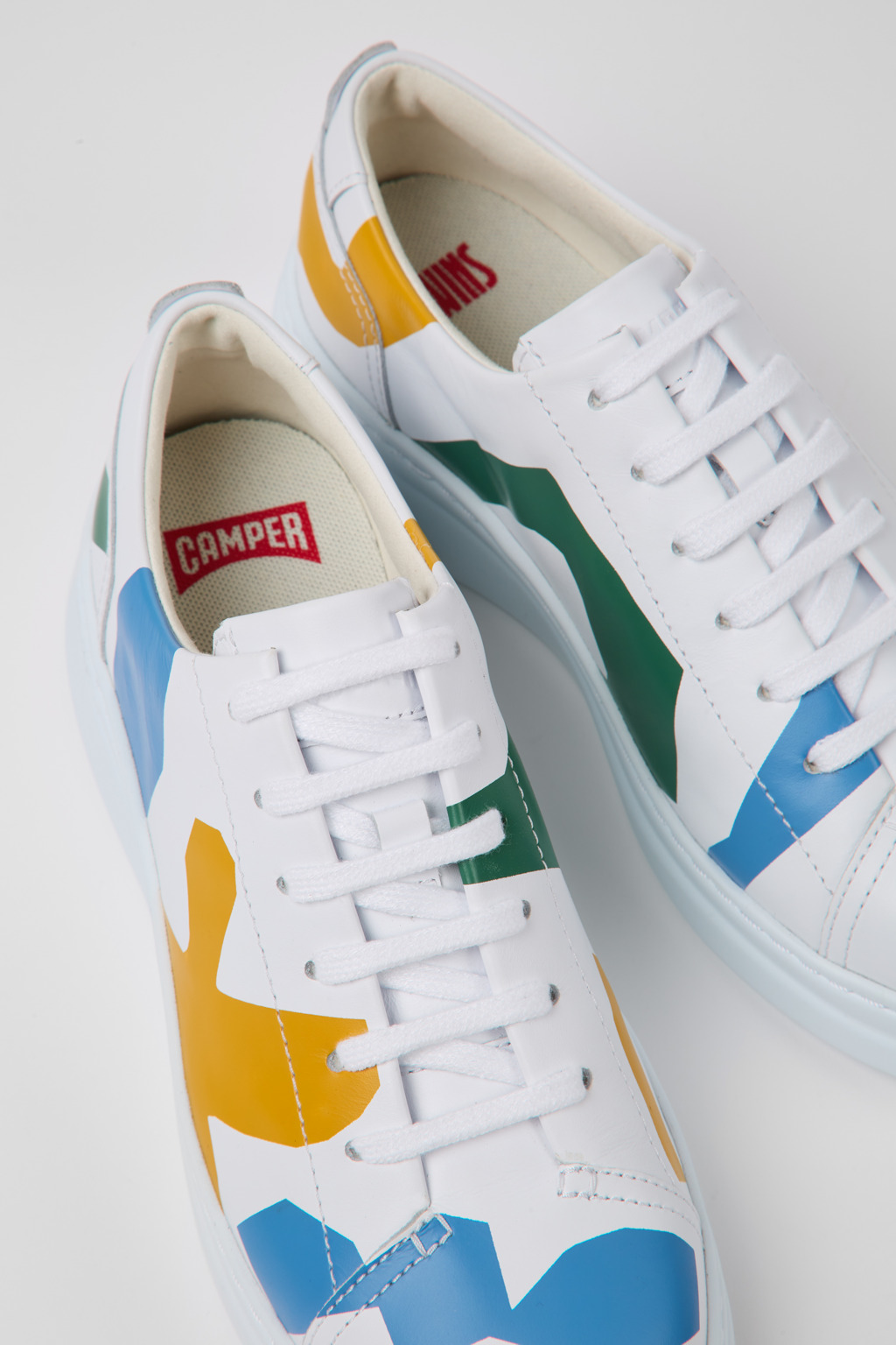Twins White printed leather sneakers for women