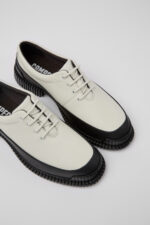 Pix White and black leather lace-up shoes