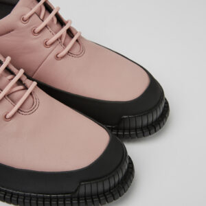 Pix Pink and black leather lace-up shoes for women