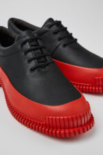 Pix Black and red leather lace-up shoes for women