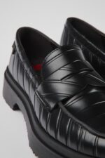 Twins Black leather loafers for women