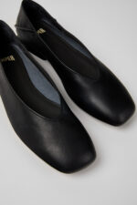 Casi Myra Black Leather Ballerinas for Women.