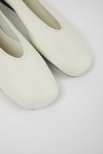 Casi Myra White Leather Ballerinas for Women.