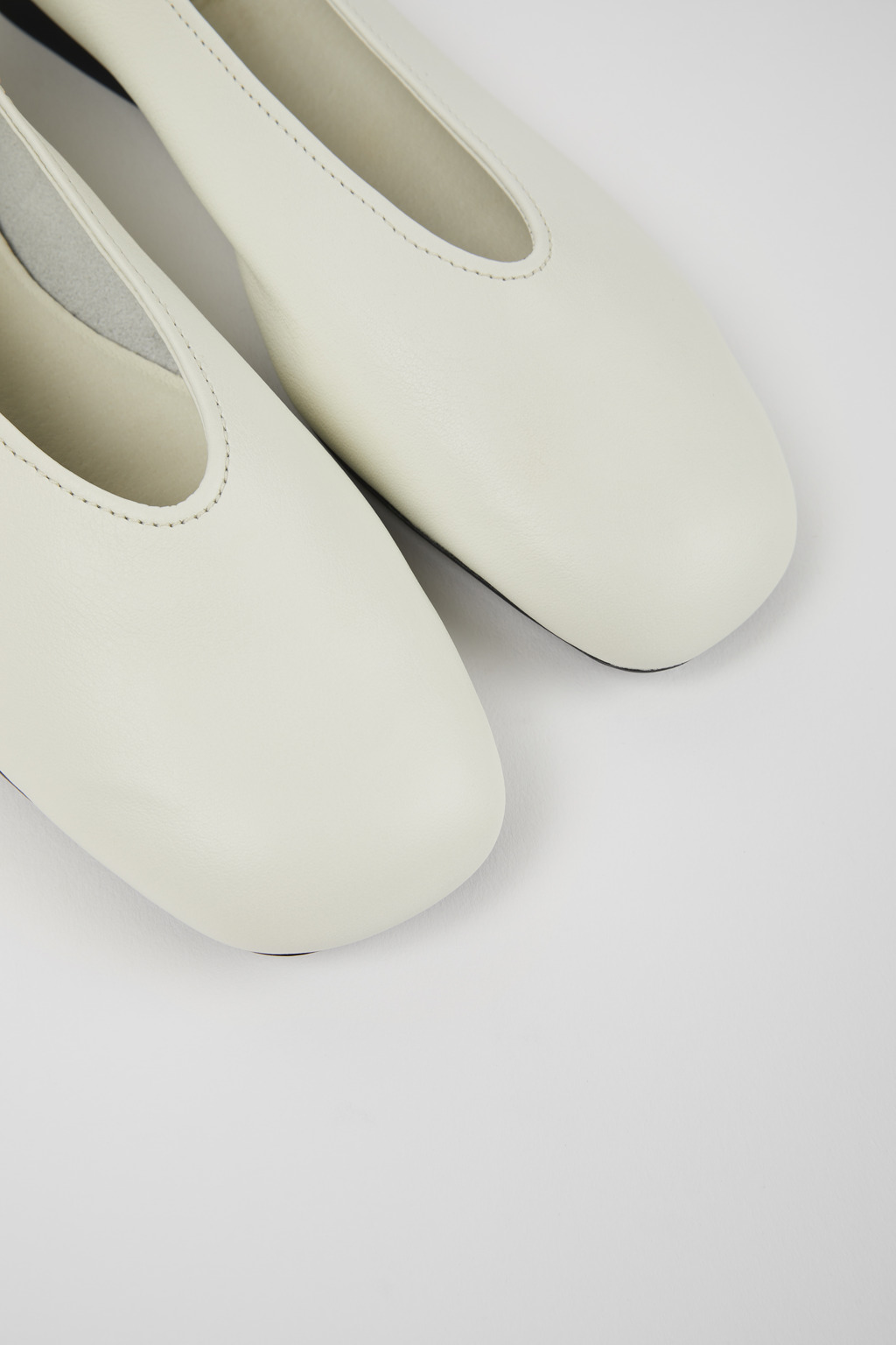 Casi Myra White Leather Ballerinas for Women.