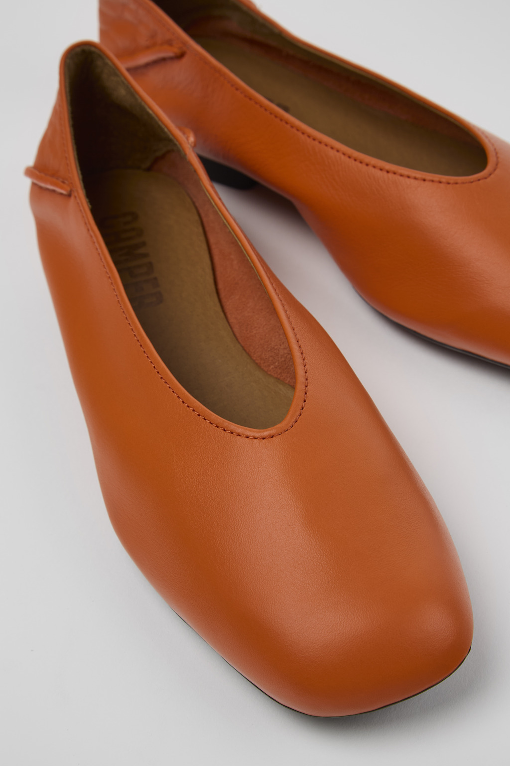 Casi Myra Orange leather ballerinas for women
