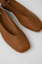 Casi Myra Brown Leather Ballerinas for Women.