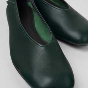 Casi Myra Green Leather Ballerina Shoes for Women.