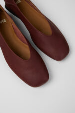Casi Myra Burgundy Leather Ballerinas for Women.