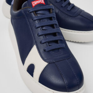 Twins Blue and White Leather Sneakers for Women.
