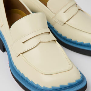 Taylor White and blue leather loafers for women