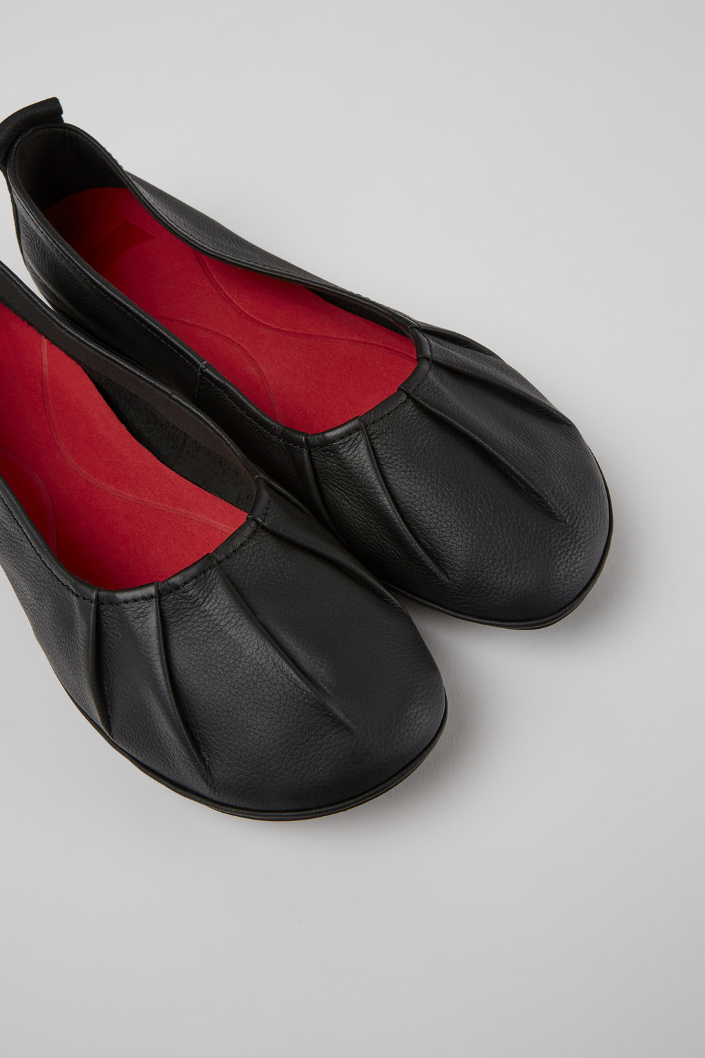 Right Black leather ballerina flats for women