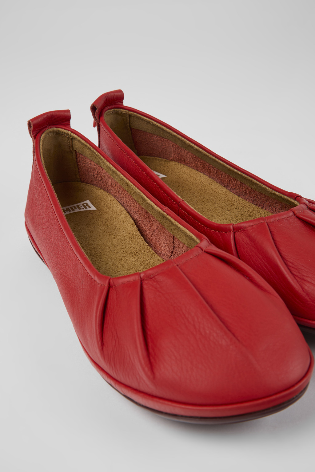 Right Red leather ballerinas for women