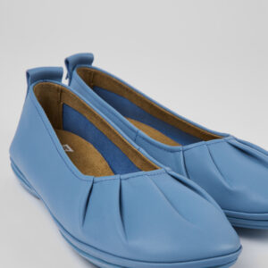 Right Blue leather ballerinas for women
