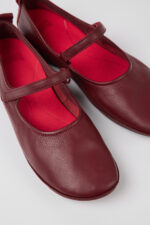 Right Burgundy leather ballerina flats for women