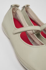 Right Gray leather ballerinas for women