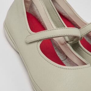 Right Gray leather ballerinas for women