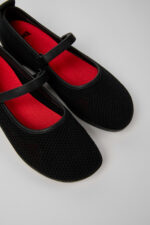 Right Nina Black Tencel Mesh and Leather Ballerinas for Women.