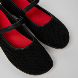 Right Nina Black Tencel Mesh and Leather Ballerinas for Women.
