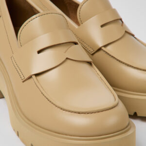 Milah Beige leather loafers for women