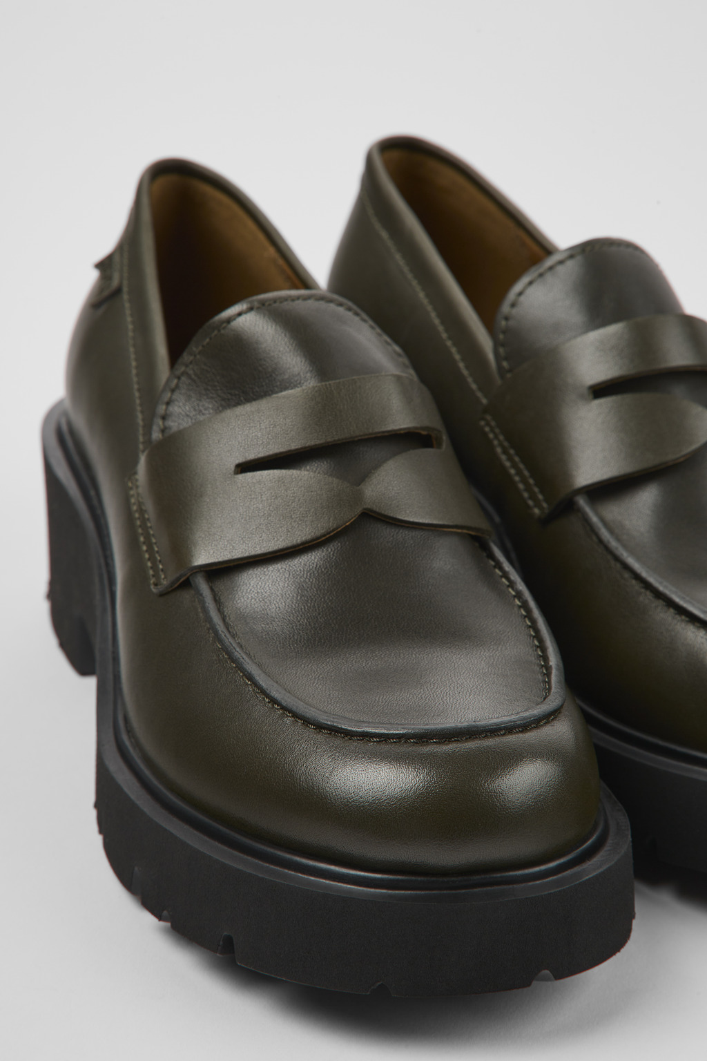 Milah Green leather loafers for women