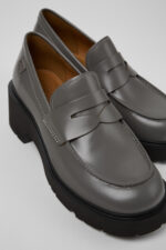 Milah Gray leather loafers for women