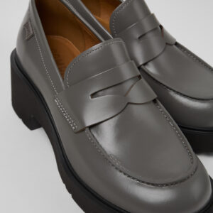 Milah Gray leather loafers for women