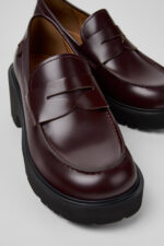 Milah Burgundy Leather Moccasins for Women.