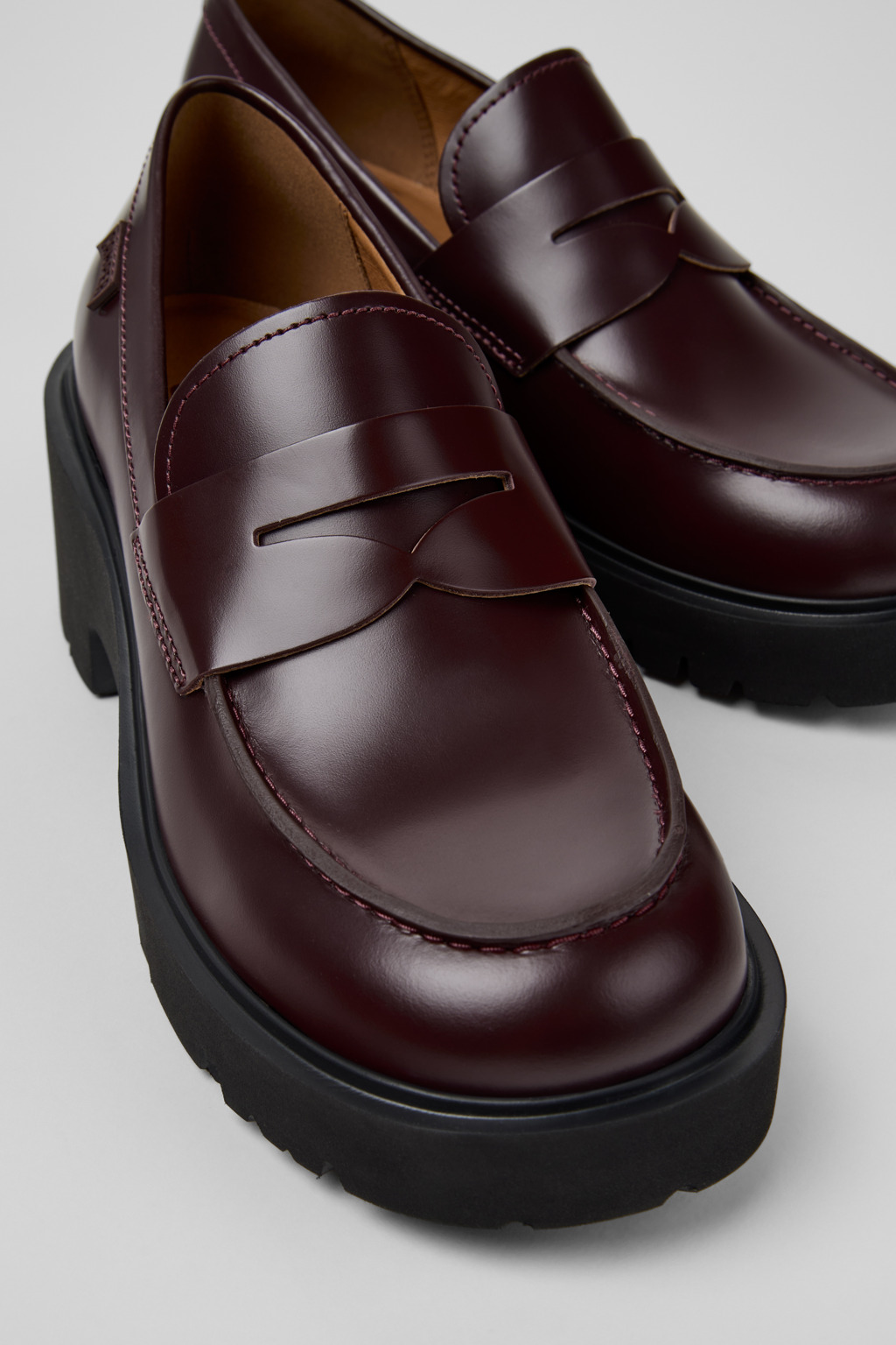 Milah Burgundy Leather Moccasins for Women.