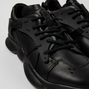 Karst Black leather and textile sneakers for women