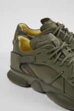 Karst Green leather and textile sneakers for women